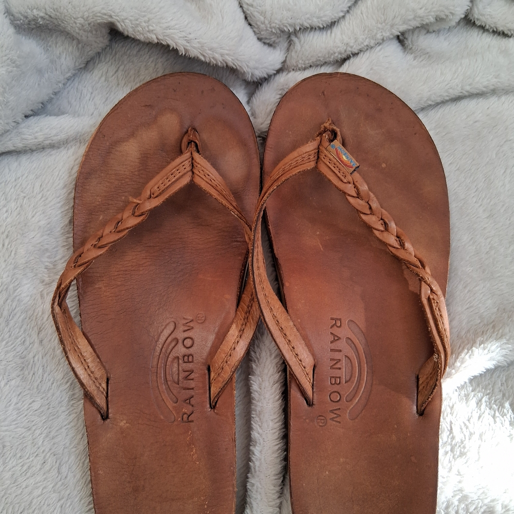 Rainbow Brown Leather Sandals